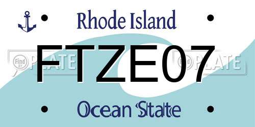 FTZE07 Rhode Island License Plate
