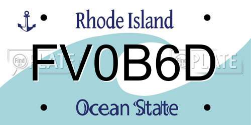 FV0B6D Rhode Island License Plate