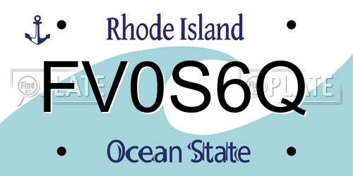 FV0S6Q Rhode Island License Plate