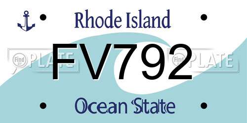 FV792 Rhode Island License Plate