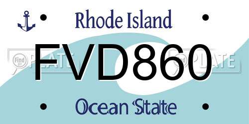 FVD860 Rhode Island License Plate