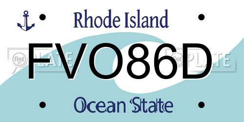 FVO86D Rhode Island License Plate