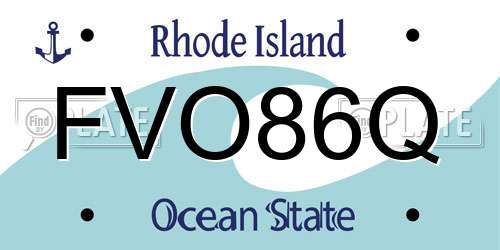 FVO86Q Rhode Island License Plate
