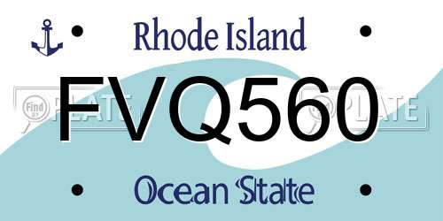 FVQ560 Rhode Island License Plate