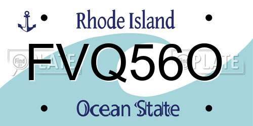 FVQ56O Rhode Island License Plate