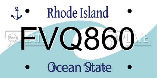 FVQ860 Rhode Island License Plate
