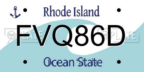 FVQ86D Rhode Island License Plate