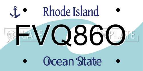 FVQ86O Rhode Island License Plate