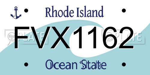 FVX1162 Rhode Island License Plate