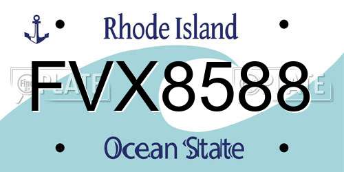 FVX8588 Rhode Island License Plate