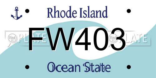 FW403 Rhode Island License Plate