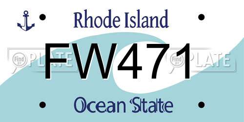 FW471 Rhode Island License Plate