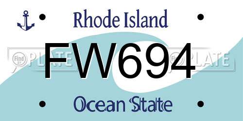 FW694 Rhode Island License Plate