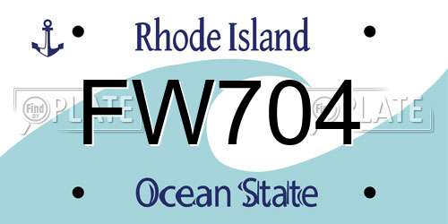FW704 Rhode Island License Plate