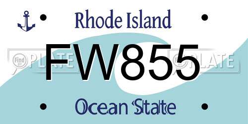 FW855 Rhode Island License Plate