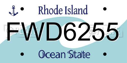 FWD6255 Rhode Island License Plate