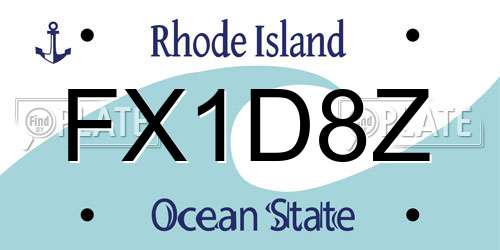 FX1D8Z Rhode Island License Plate