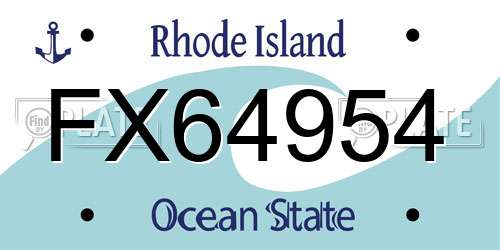 FX64954 Rhode Island License Plate