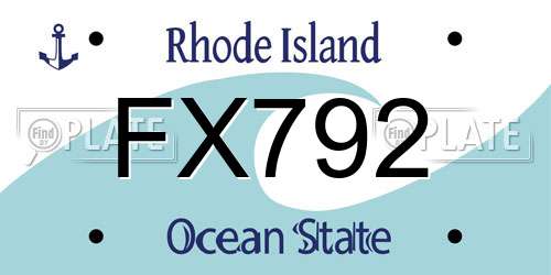 FX792 Rhode Island License Plate