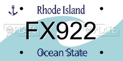 FX922 Rhode Island License Plate