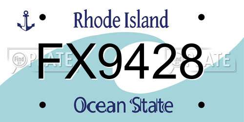 FX9428 Rhode Island License Plate