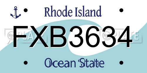 FXB3634 Rhode Island License Plate
