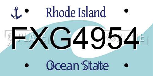 FXG4954 Rhode Island License Plate
