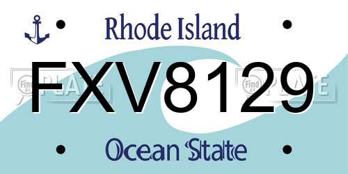 FXV8129 Rhode Island License Plate