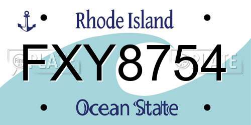 FXY8754 Rhode Island License Plate