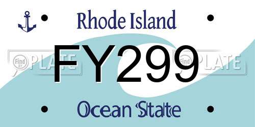 FY299 Rhode Island License Plate