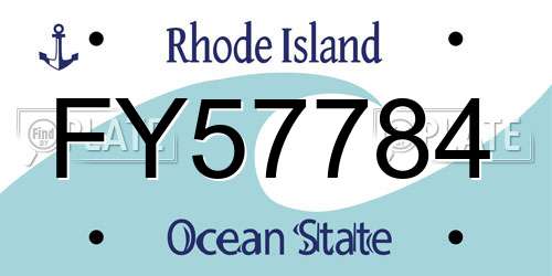 FY57784 Rhode Island License Plate