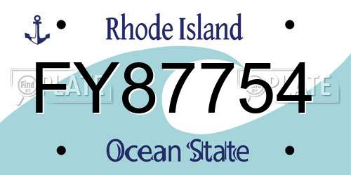 FY87754 Rhode Island License Plate