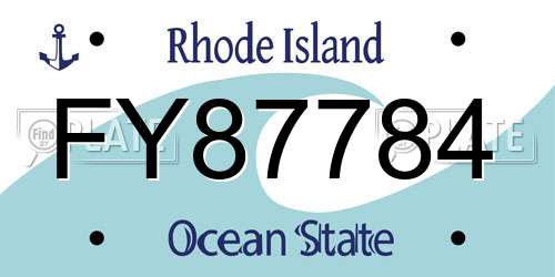 FY87784 Rhode Island License Plate
