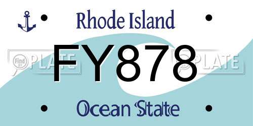 FY878 Rhode Island License Plate
