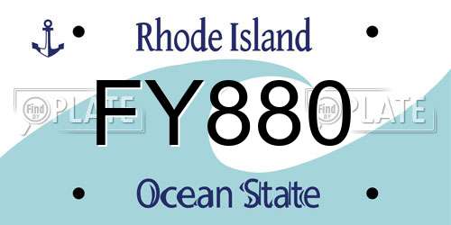FY880 Rhode Island License Plate
