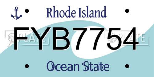 FYB7754 Rhode Island License Plate