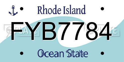 FYB7784 Rhode Island License Plate
