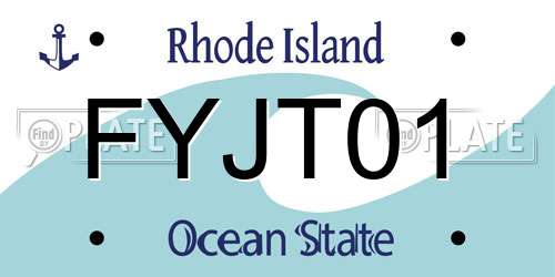 FYJT01 Rhode Island License Plate