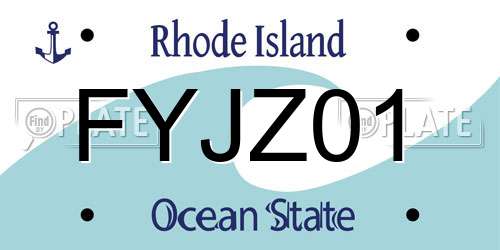 FYJZ01 Rhode Island License Plate
