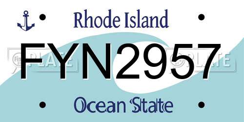 FYN2957 Rhode Island License Plate