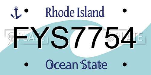 FYS7754 Rhode Island License Plate