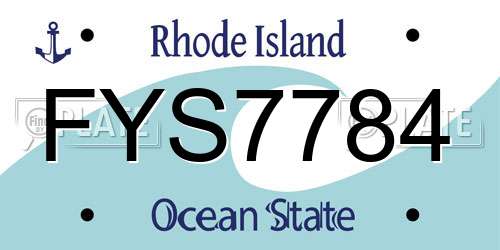 FYS7784 Rhode Island License Plate