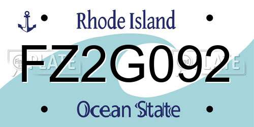 FZ2G092 Rhode Island License Plate