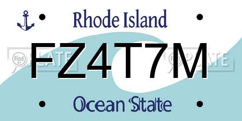 FZ4T7M Rhode Island License Plate