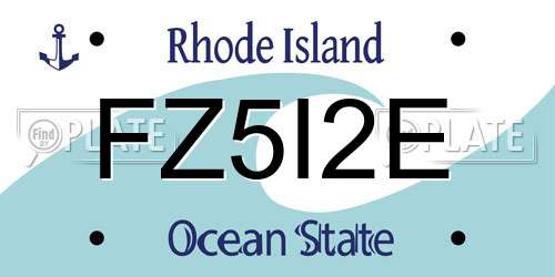 FZ5I2E Rhode Island License Plate