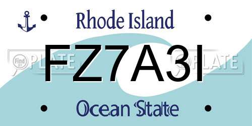 FZ7A3I Rhode Island License Plate
