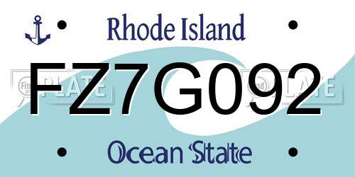 FZ7G092 Rhode Island License Plate