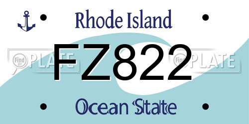 FZ822 Rhode Island License Plate