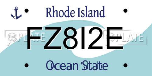 FZ8I2E Rhode Island License Plate