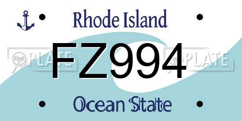 FZ994 Rhode Island License Plate